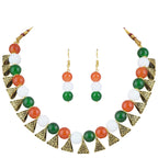 JFL - Jewellery for Less Fancy Tri Color Necklace set Handmade Fashion Jewellery for Independence Day/Republic Day Women & Girls