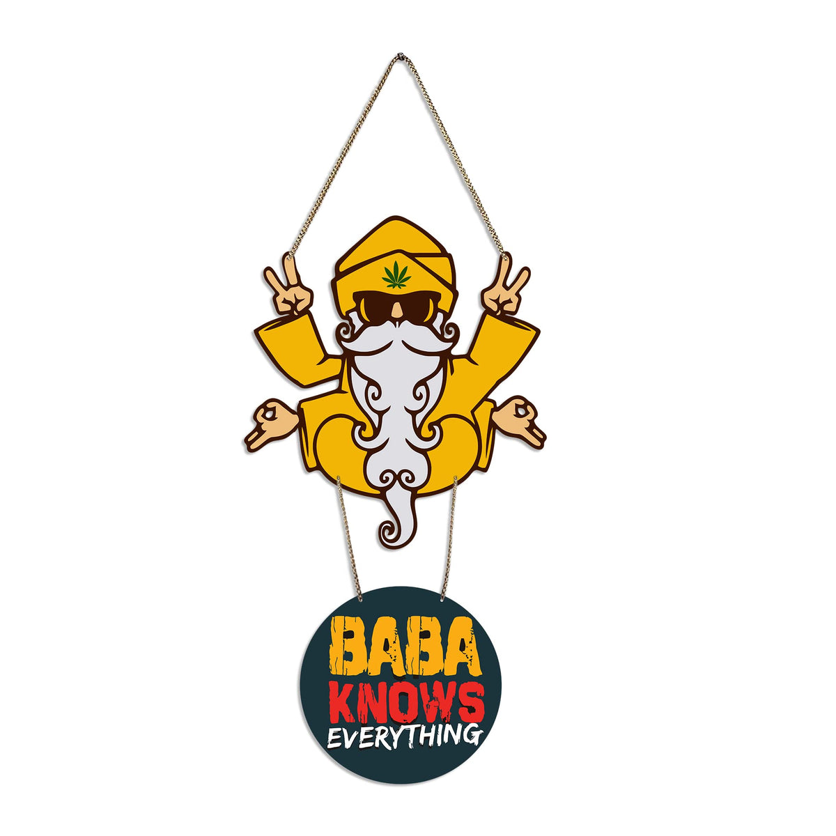 Artvibes Baba Knows Printed Wooden Wall Hanger with Quotes for Home Decor | Office | Gifts | Living Room | Bedroom | Wood Decorative Items | Modern Decoration | Artworks Hangings (WH_5706N)