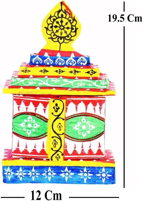 RealCraft; INSPIRING LIFES Lord Jagannath Temple Miniature,Mandir,for Home Decor, Corporate House, Study Room, Puri dhaam Wooden Temple Miniature 20 X 18 X 8 Cm