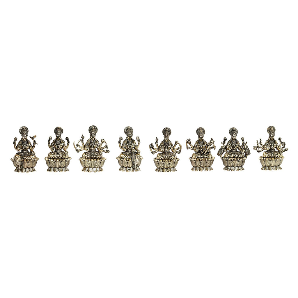 ARTVARKO Brass Ashtalakshmi Laxmi Set of 8 Pcs Ashta Lakshmi Luxmi for Home Office Décor Gift 3 Inch