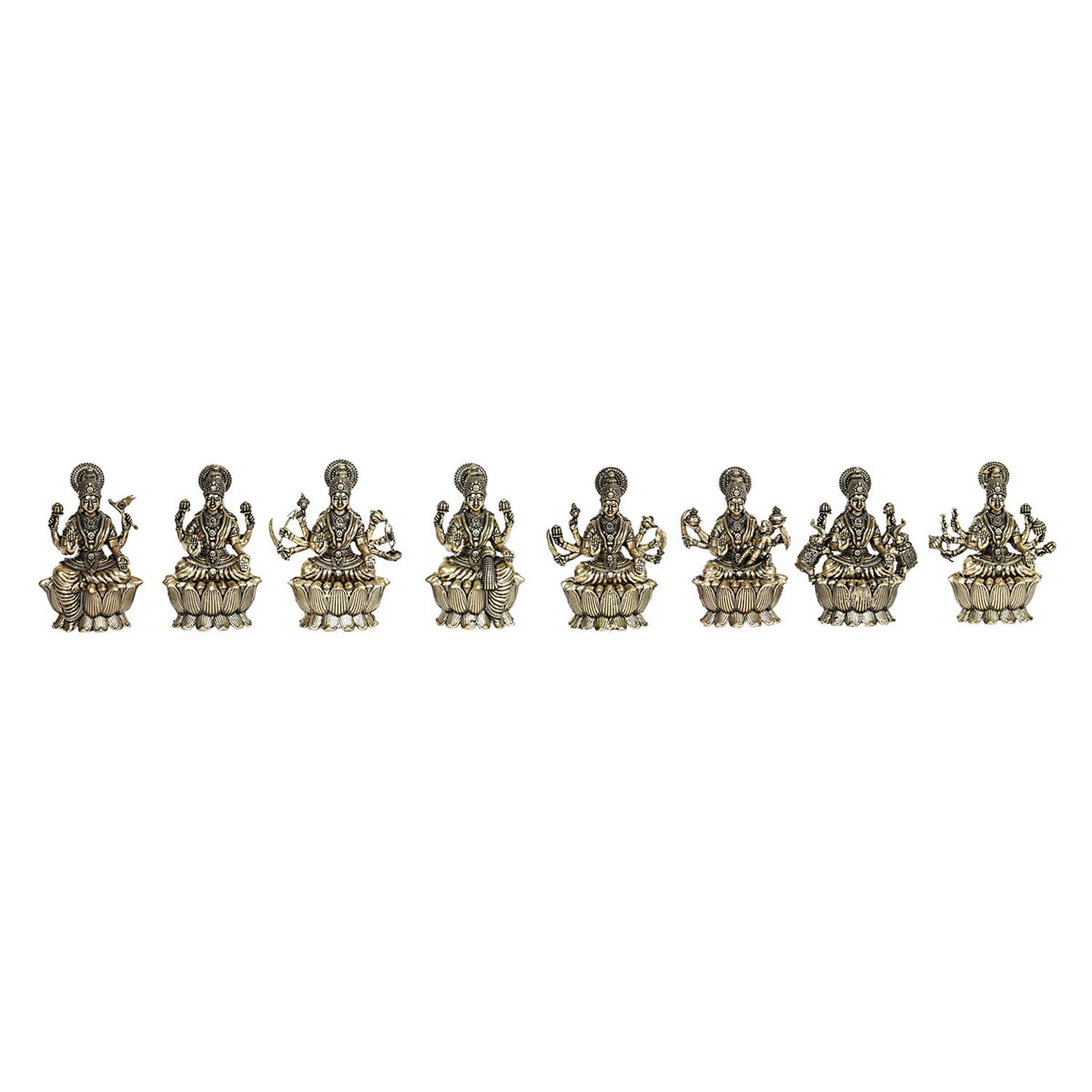 ARTVARKO Brass Ashtalakshmi Laxmi Set of 8 Pcs Ashta Lakshmi Luxmi for Home Office Décor Gift 3 Inch