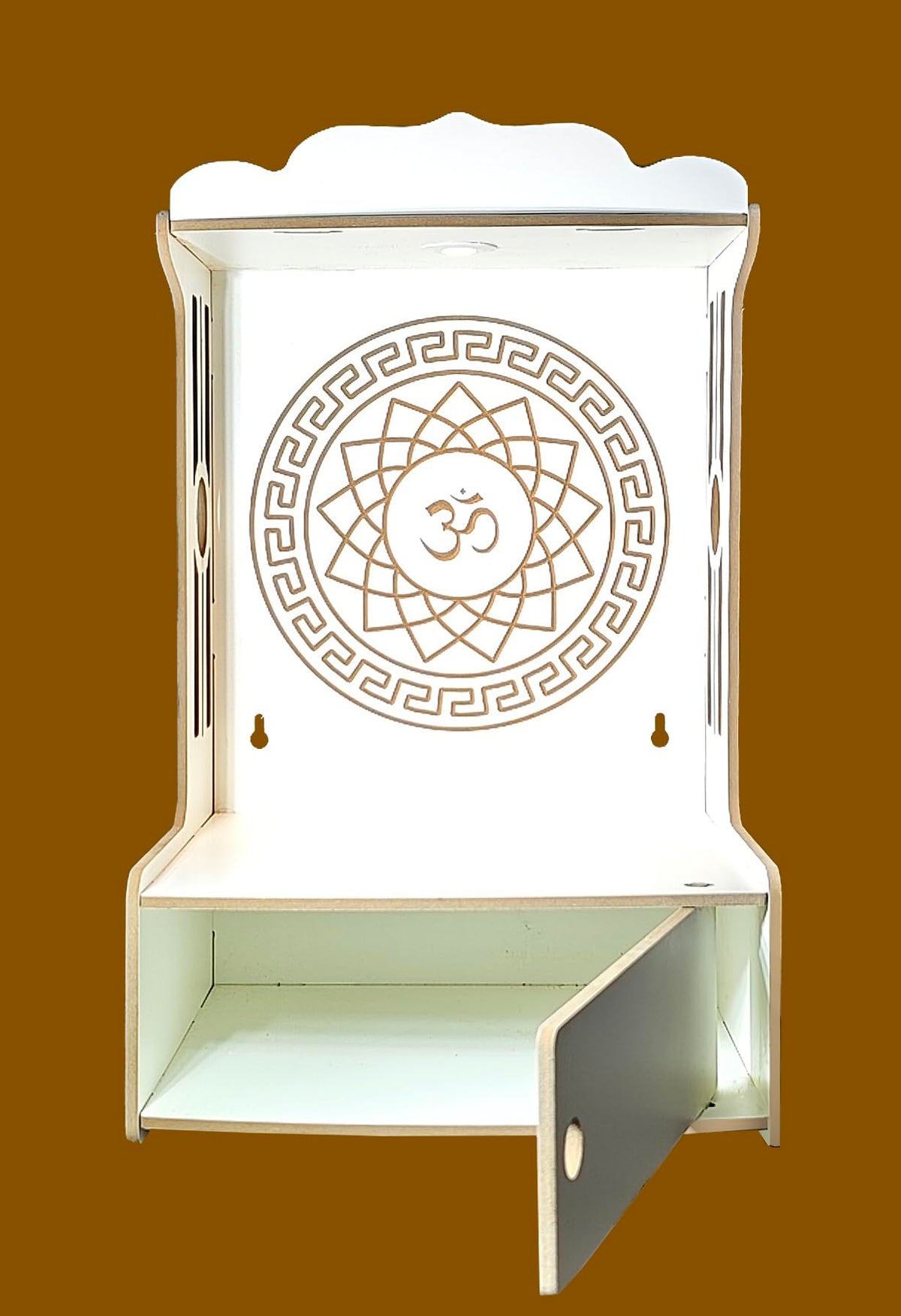 Alpine Willow Temple for Home with Door (Height-20 inches) I Puja Mandir for Home with Doors I Pooja mandir with Door I Wooden Temple I Laddoo Gopal mandir I Devghar I Pooja Unit I Pooja ghar