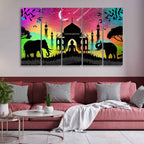 VIBECRAFTS Vector Illustration Art Canvas Wall Painting of Five Pieces For Home|Office|Living Room|Gift (PTVC5Pcs4_8700)