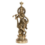 ARTVARKO Brass Flute Playing Krishna Statue God Religious Idol Krishan Figurine Home Decor(Gold Color 16 Inch)