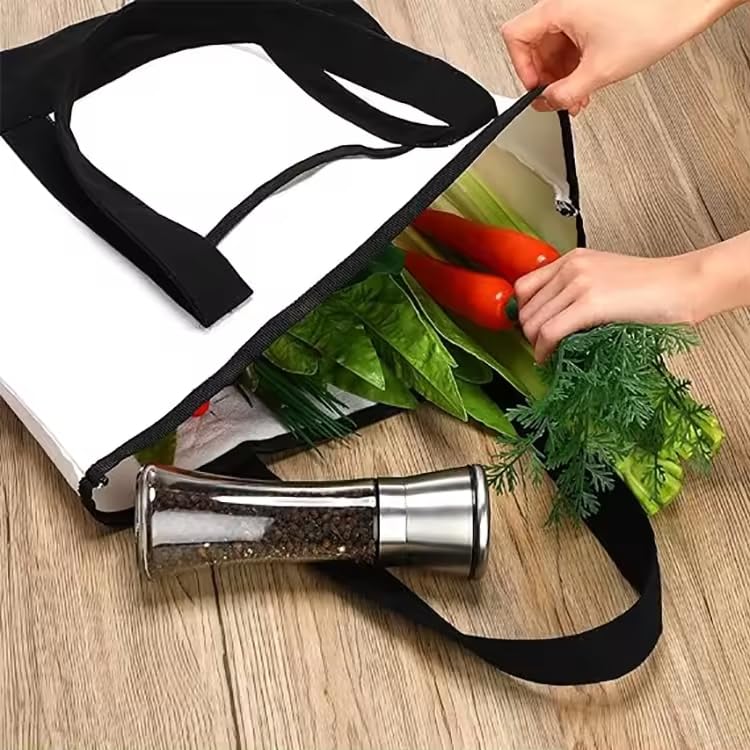 ketmart Cotton Canvas Tote Bag, Reusable Grocery vegetable Shopping Fashionable Two-Tone Cloth Bags for Crafts, DIY Your Creative Designs(Color_Off White)