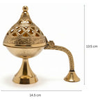DSH Brass Dhuna Burner for Loban Traditional Dhoop Dani Sambrani Incense Dhuni Holder for Pooja, Spiritual Rituals & Home Purification