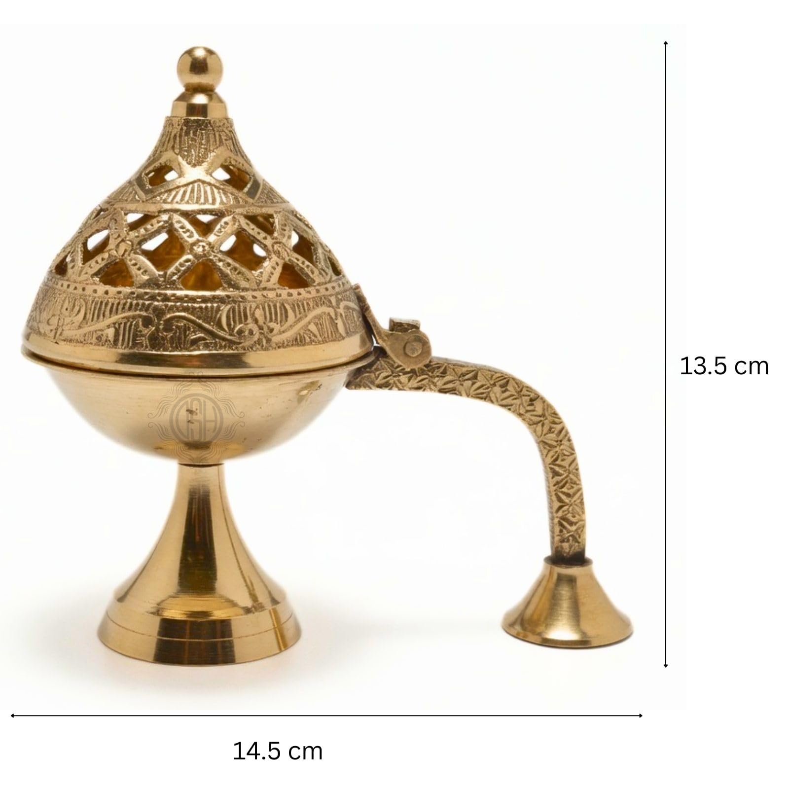 DSH Brass Dhuna Burner for Loban Traditional Dhoop Dani Sambrani Incense Dhuni Holder for Pooja, Spiritual Rituals & Home Purification