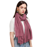 ICW Women's Uv Protection Premium Light Weight Wrinkle Ironless Crinkle Cotton Hemp Summer Scarf Stoles Shawl Head Scarves For Girls (Colour 13), Light Purple