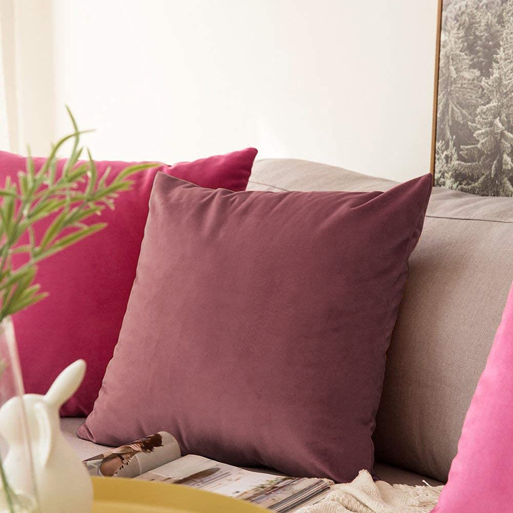 Khooti Velvet Cushion Cover, 20X20 Inches | Jam | Pack of 1 | Solid Plain Soft & Smooth, Decorative Cushion Covers for Living Room, Bedroom, Couches, Chairs, Sofas, Beds & Home Decor, Red