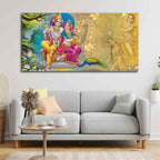 VIBECRAFTS Canvas Paintings for Living Room Drawing Room Radha Krishna Canvas Wall Painting Fitted With Wooden Frame For Home | Office | Living Room | Gifts (PTVCH_2554)