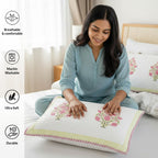 HOMEMONDE Cotton Floral Printed Pillow Covers | Pillow Cases | Set of 2 Piece Pillow Covers only |Large Size (20 X 26 Inch, Pink Buta)
