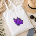 Adorvue Reusable Butterfly Minimalist Premium Tote Bag Stylish Eco-Friendly Cotton Handbags, Canvas Bags for College, Shopping, Office, Travel, Grocery Runs, Beach Day and Casual Outing Pack of 2