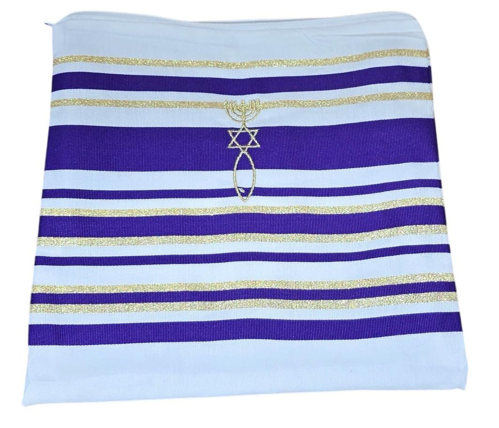 Bethlehem Gifts TM Authentic Messianic Jewish Christian Tallit Prayer Shawl from Israel (Purple, XL)