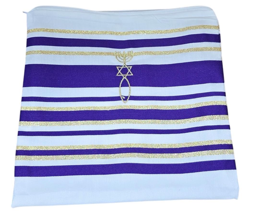 Bethlehem Gifts TM Authentic Messianic Jewish Christian Tallit Prayer Shawl from Israel (Purple, XL)