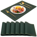 Maharsh Pu Leather Dining Table Mat Waterproof Heat Insulation Placements (Green, 6) Kafalo