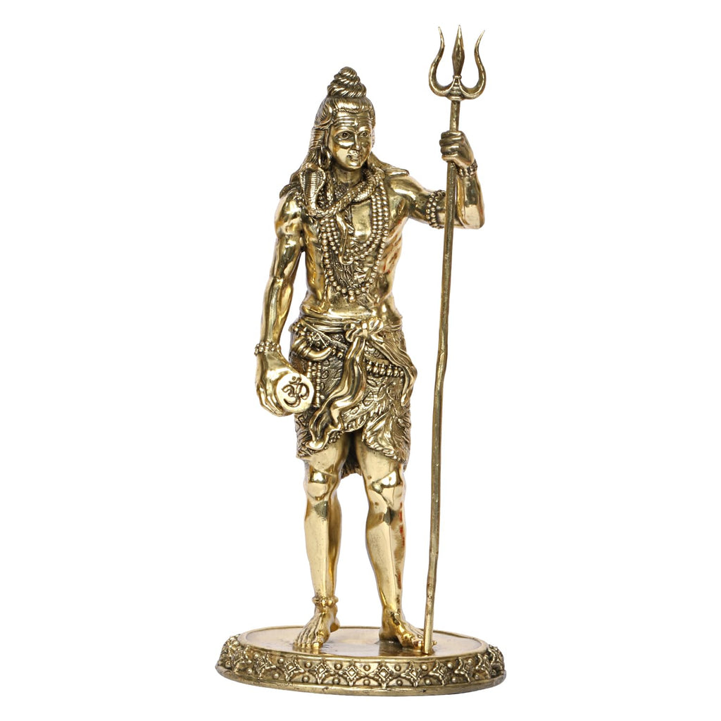 SVARUP Brass Shiva Standing Shankar Bhagwan Shiv Idol Sculpture Statue for Gift & Home Décor 11 Inch