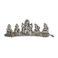Prince Home Decor & Gifts Metal 5 Ganesh Silver Plated with Musical Instrument On Leaf for Home Decor White