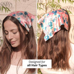 Hair Drama Co. Abstract Floral Print Elastic Bandana Head Scarf for Women | Silk Satin Head Wrap Bandana Scarves | Boho Style Statement Headband Scarves | All Day Wear Scarves | Hair Scarf Accessories