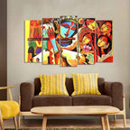 VIBECRAFTS Radha Krishna Beautiful Wall Painting Set of Five Pieces For Home|Office|Living Room|Gift (PTVC5Pcs2_6575)