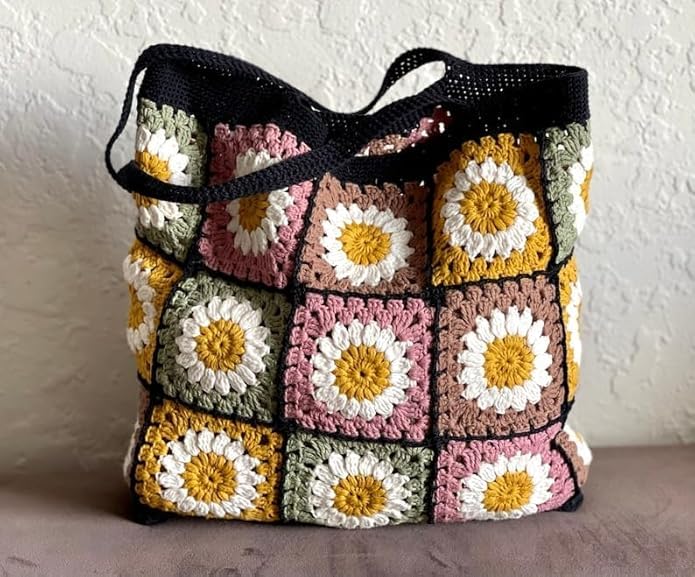 M/S DIGITAL HANDICRAFT Crochet Tote Bag Modern Handbag Cotton Handmade bag Shoulder bag Reusable Bag Market Bag Crochet beach bag Beautiful Pack of 1