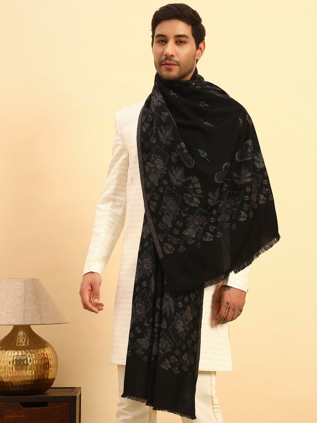 Pashmoda His and Her Gift Set of Kaani Stoles With Wooden Gift Box
