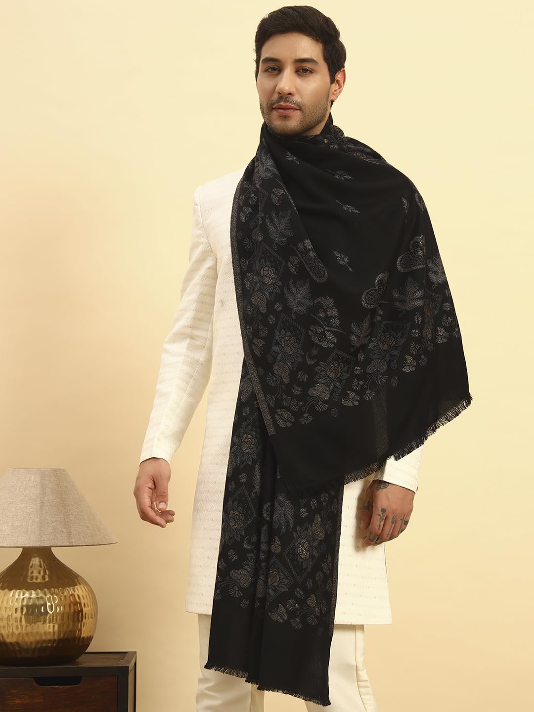 Pashmoda His and Her Gift Set of Kaani Stoles With Wooden Gift Box
