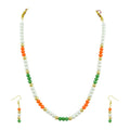 JFL -Jewellery for Less Handmade Tricolour Pearl and Beaded Necklace Set for Women & Girls | Inspired Jewellery | Independence Day & Republic Day Accessories