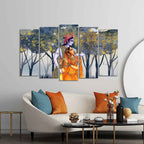 VIBECRAFTS Radhe Krishna Canvas Wall Painting of Five Pieces For Home|Office|Living Room|Gift (PTVC5Pcs2_6633)