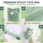 Corduroy Tote Bag for Women Large Capacity Lightweight Shoulder Handbag