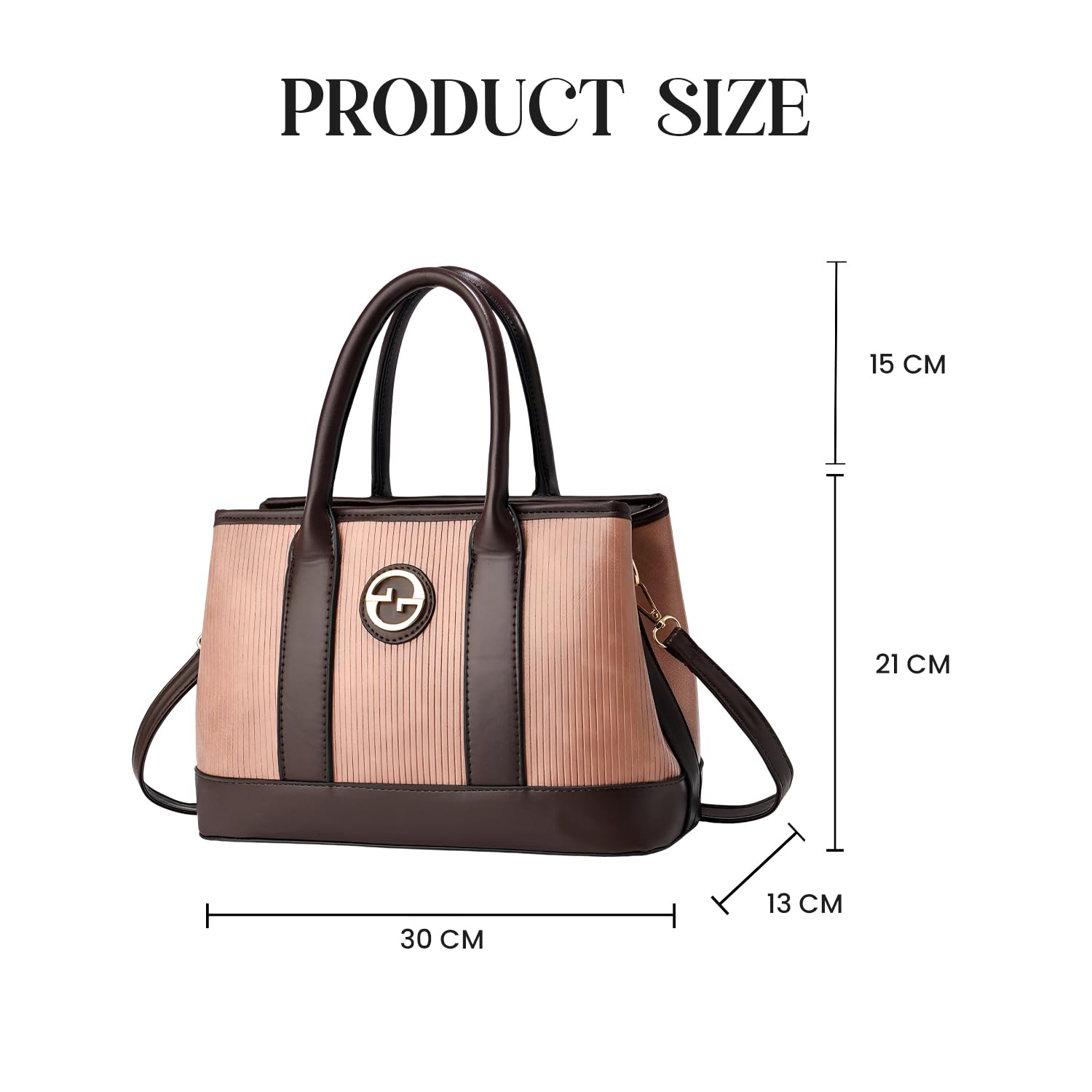 SYGA Women's Handbag | Tote Bag with Dual Tone Ribbed Texture | Elegant Shoulder Bag for Office & Casual Use(Rose Pink)