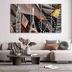 VIBECRAFTS Abstract Art Famous Architectures Five Pieces Canvas Wall Painting For Home|Office|Living Room|Gift (PTVC5Pcs4_8643)