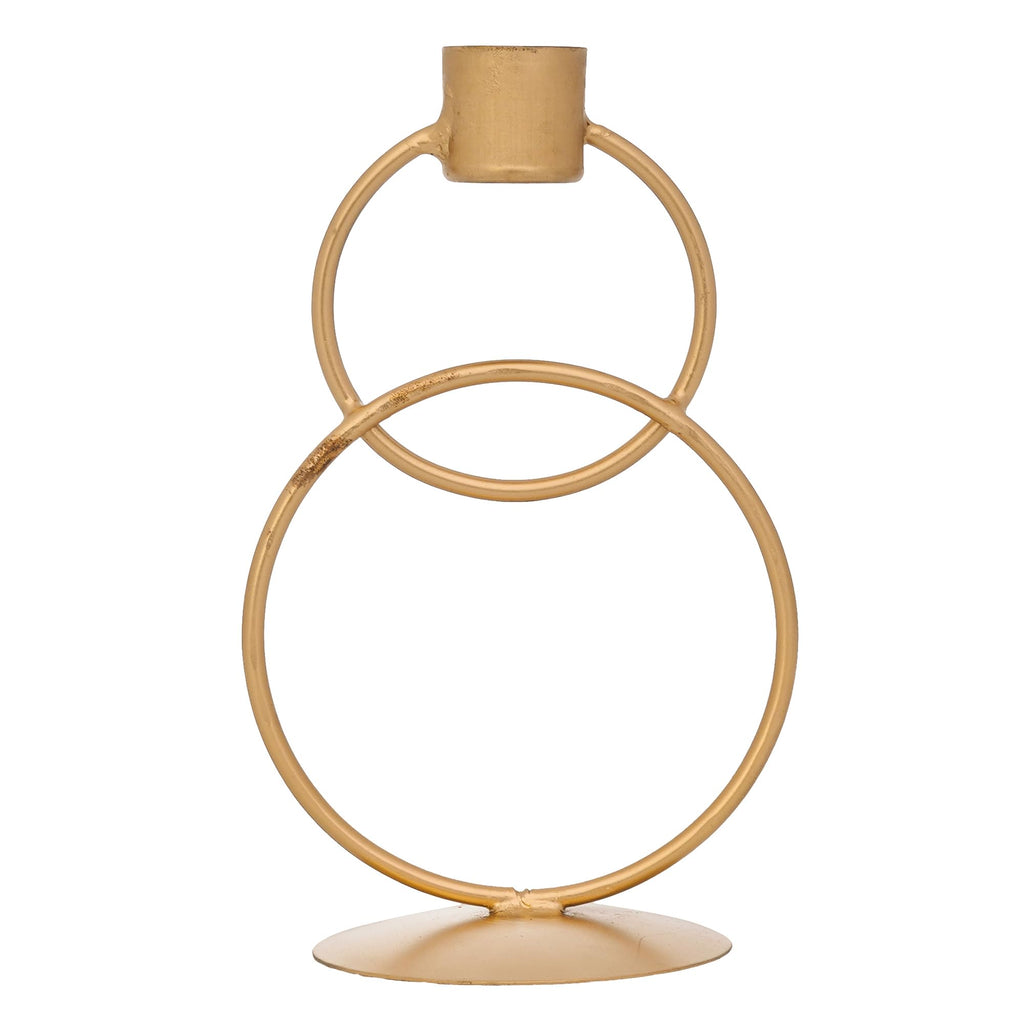 Webelkart Premium Decorative Rings Candlestick Holder for Home and Dining Table Decor/Tealight Candle Holder for Home and Office Decor - (6.5 inches Gold) (Pack of 1)