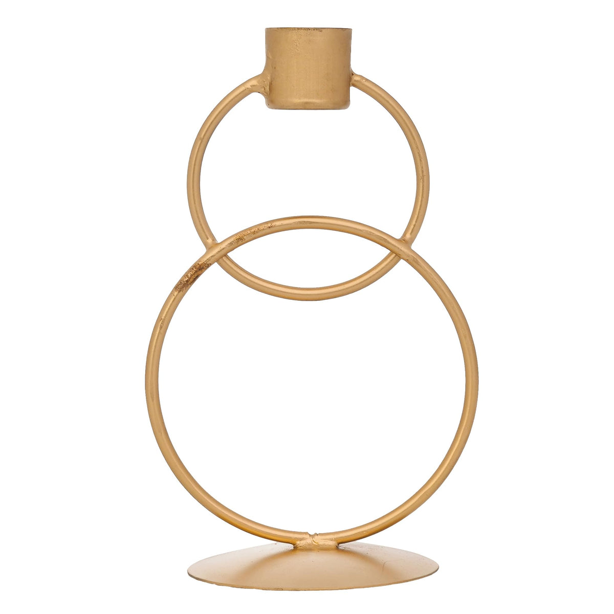 Webelkart Premium Decorative Rings Candlestick Holder for Home and Dining Table Decor/Tealight Candle Holder for Home and Office Decor - (6.5 inches Gold) (Pack of 1)