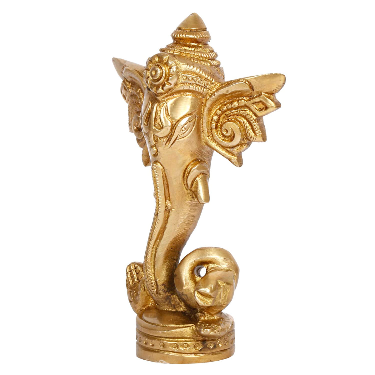 Svarup Brass Ganesha Idol Long Ear Trunk Ganesh Statue Good Luck Gift Height 4.75 Inch.