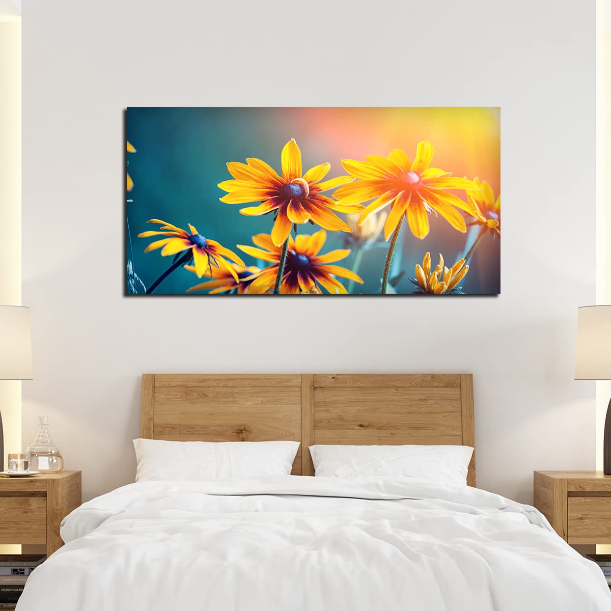 VIBECRAFTS Canvas Paintings for Living Room Drawing Room Beautiful Wall Painting of Mexican Sunflower Fitted with Wooden Frame for Home|Office|Gift(PTVCH_2292NV)