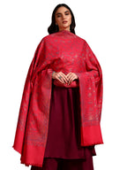 Pashmoda Women Aabroo Kashmiri Jamawar Woven Shawl, Kaani Jacquard Shawls, Stoles, Wraps, Luxury Pashmina Evening Wrap (Size: 40X80 Inches, Pink Color) SECS58