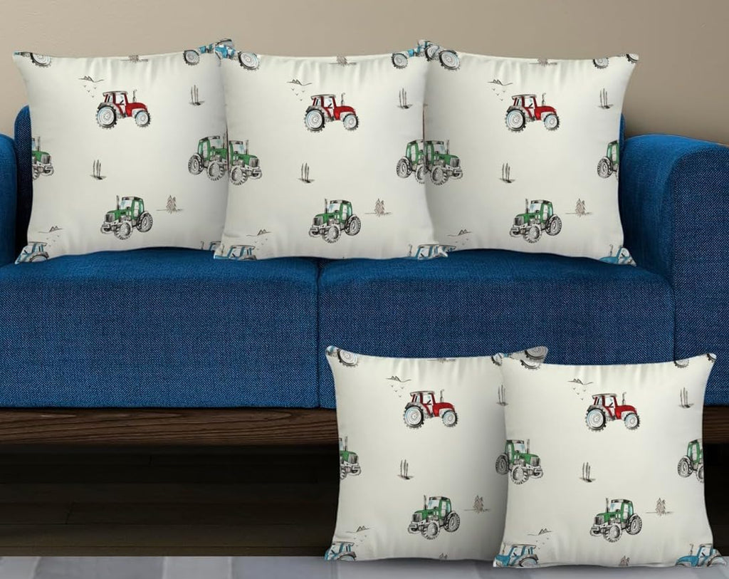 Trance Home Linen Set of 5 Premium Cotton 12x12 inch Cushion Covers for Sofa and Diwan | Small Cushion Covers – (12x12 inch | 30cmx30cm, Car Blue) – Set of 5