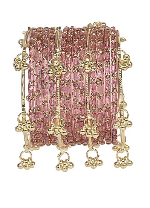 AGPTEK Kashmiri Bangles Bracelet Chudia Set of 16 for Women Bridal Marriage Bride Traditional Wedding Jewelry Indian Ethnic Party Ladies Fashion Bangle Chudia Set Handmade Stylish Bridal Chooda