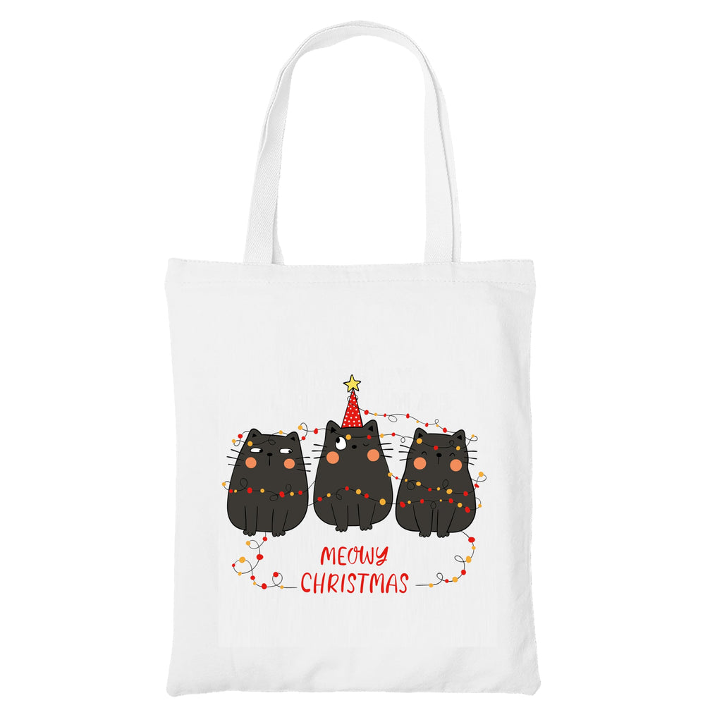 Happu-White Cotton Canvas Tote Bag with Zip | Happy Christmas Festive Print | Reusable, Washable & Eco-Friendly Multi-Purpose Tote for Women & Girls HPK-3435