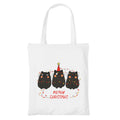 Happu-White Cotton Canvas Tote Bag with Zip | Happy Christmas Festive Print | Reusable, Washable & Eco-Friendly Multi-Purpose Tote for Women & Girls HPK-3435