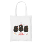 Happu-White Cotton Canvas Tote Bag with Zip | Happy Christmas Festive Print | Reusable, Washable & Eco-Friendly Multi-Purpose Tote for Women & Girls HPK-3435