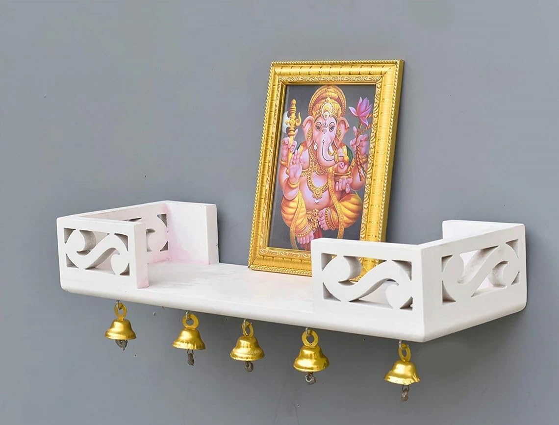 WUDLIX Wall Mounted Temple pooja ghar for Home living Room, Office (White)