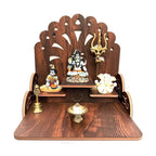 Gojeeva Wooden Pooja Mandir 3 Step 28x28x3 cm Wall/Table Decorative Beige Oakwood for Home/Office/Pooja