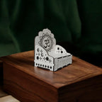 QUEENS CANVAS Wooden Om Symbol Dashboard Temple, Car Mandir Showpiece with Sanskrit Text, White MDF