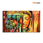 VIBECRAFTS Divine Gautama Buddha Face Premium Frame Wall Painting Set of Five For Home|Office|Living Room|Gift (PTVC5Pcs4_8696)