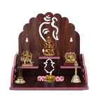 Lakhaji Wooden Wall Mounted Hanging Puja Temple Wood God Stand for Pooja Room (Black)