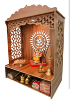 Bien Verrerie Wooden Home Temple/Mandir for Pooja, Built-in Light, Decorative Jali Work, Including Top 21 inches Tall Temple for Home, Office and Shop