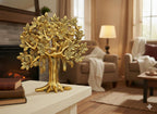 Metal Kalpavriksha Tree for Home Decor - Golden Wish Fulfilling Tree Metal Showpiece for Temple, Vastu, Office Table & Gifting Banyan (No 2 Golden)