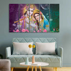 VIBECRAFTS 5 Pieces Shree Radha Krishna Canvas Wall Painting For Home | Office | Living Room | Gift (PTVC5Pcs4_8560)