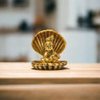 KridayKraft Shri Krishna Sitting Under Seep Laddu Gopal with seep Base Metal Statue Showpiece Figurines,Religious Idol Gift Article.